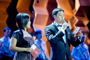 Presenters - Altynay Dzhumagaliyeva and Tolegen Rakhimbayev